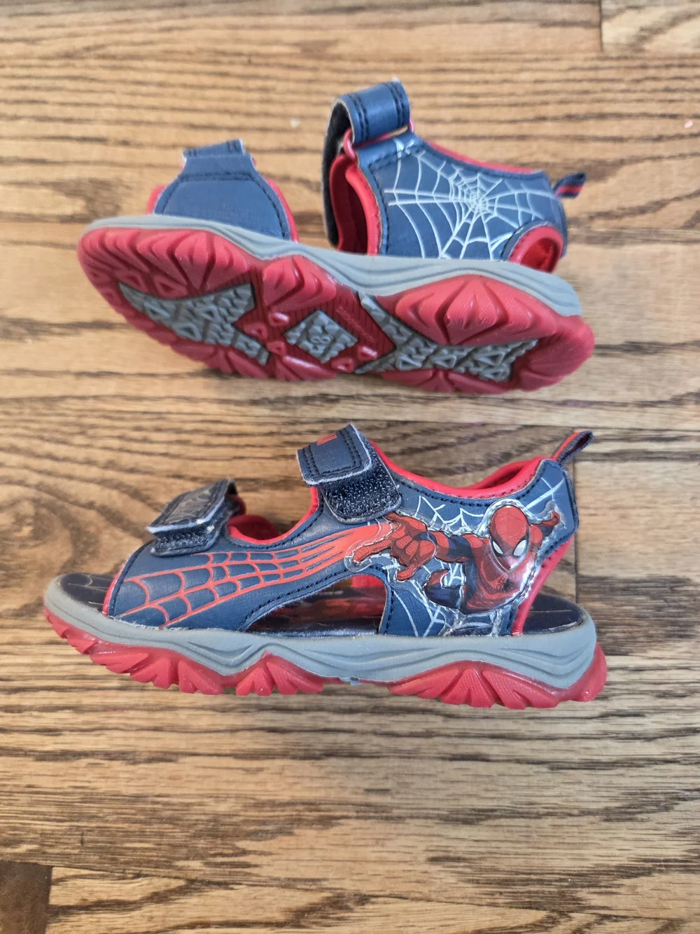 Spiderman - Red & Navy Blue - Toddler Velcro Sandals - US Size 8